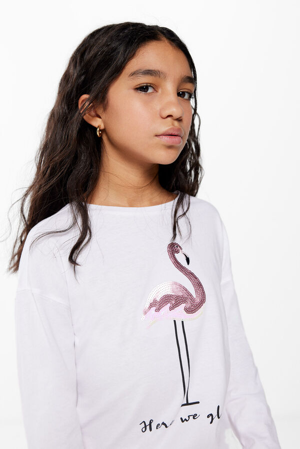 Springfield Kids Camiseta flamenco ni&ntilde;a blanco