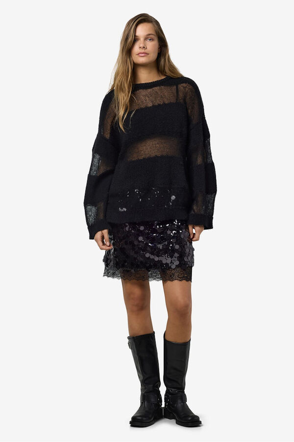 Noisy May Jersey rayas transparencias negro