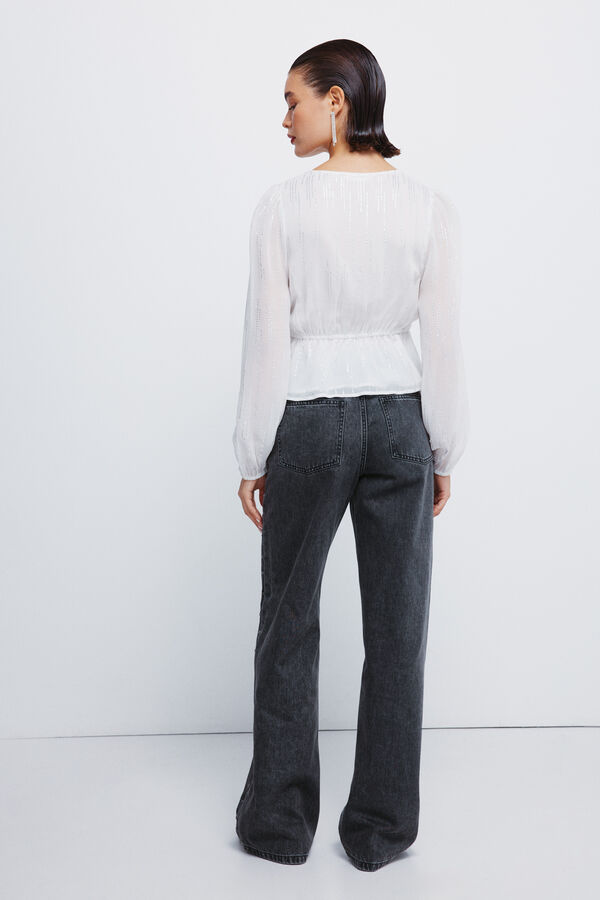 Springfield Cal&ccedil;a jeans com tachas largas  preto