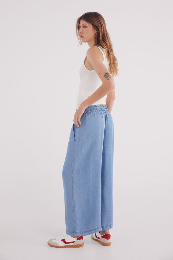Springfield Pantal&oacute;n culotte tencel azul