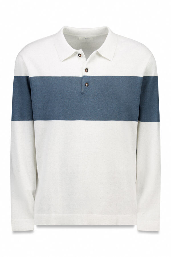 Springfield Camisola listrado de gola polo cru