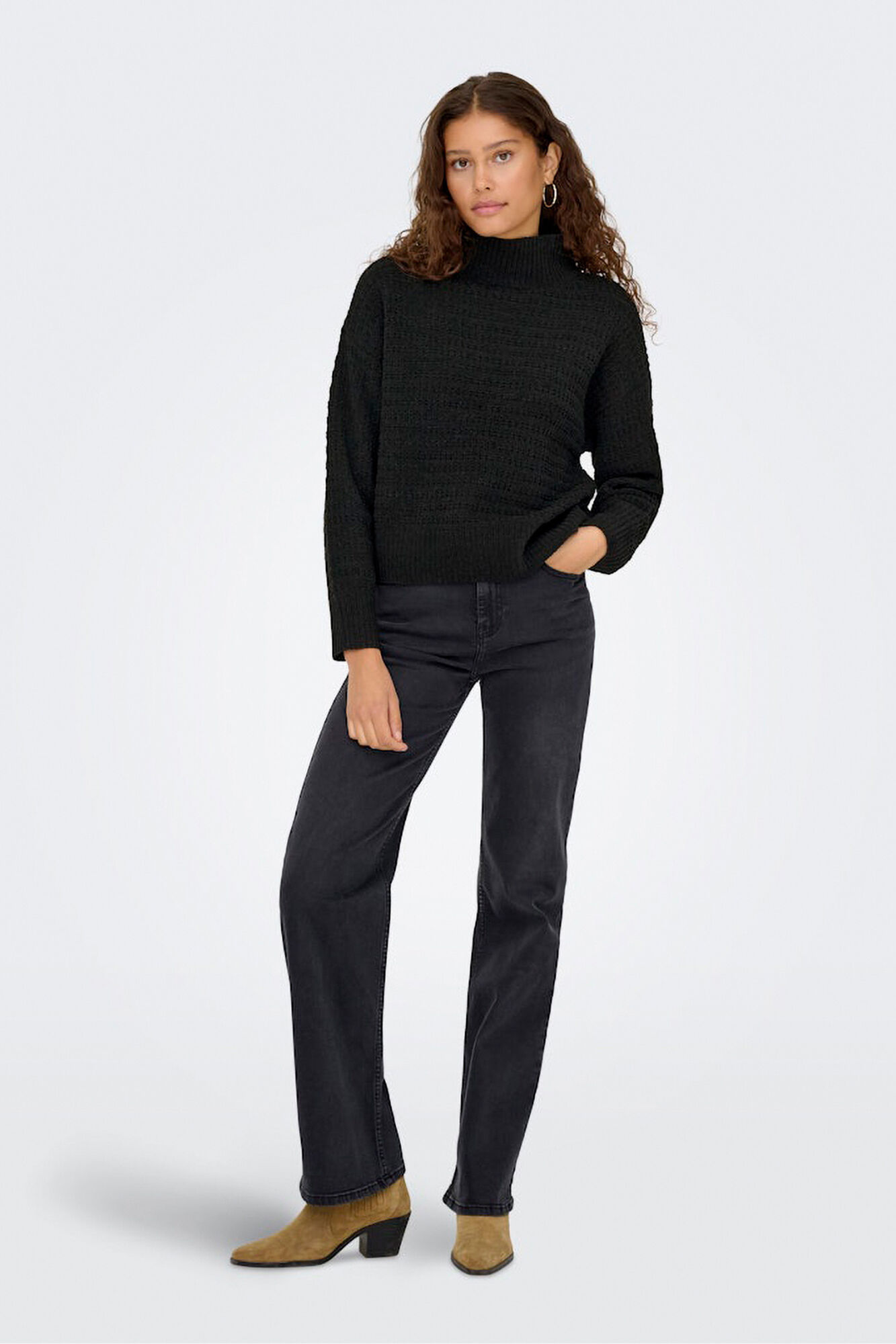 Only Camisola pointelle de gola alta