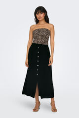 Only Falda midi botones frontales negro