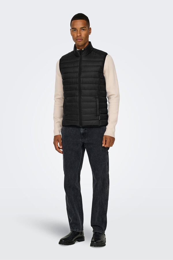 Only & Sons Colete acolchoado leve preto