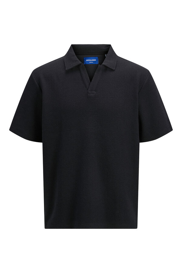 Jack & Jones Polo liso com caimento relaxado preto