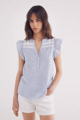 Springfield Blusa lace insertado azul