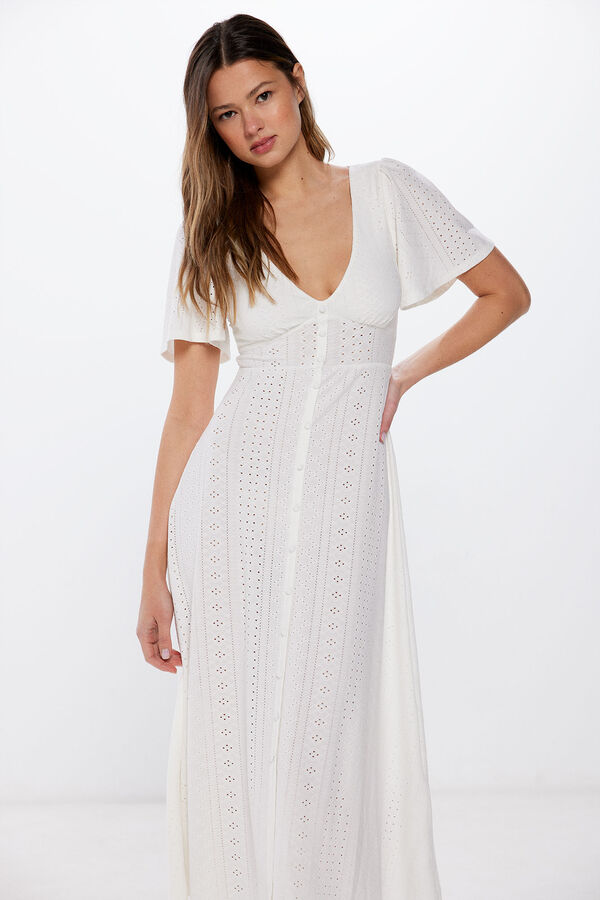 Springfield Vestido Midi Manga Capa castanho