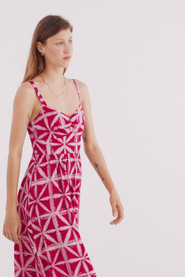 Springfield Vestido midi com estampado tropical rosa