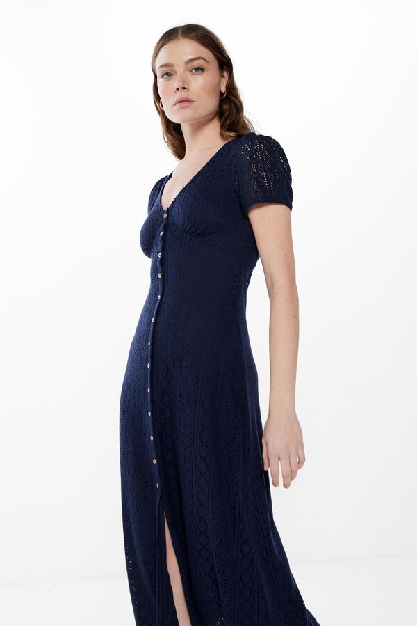 Springfield Vestido Midi Crochet Botones azul