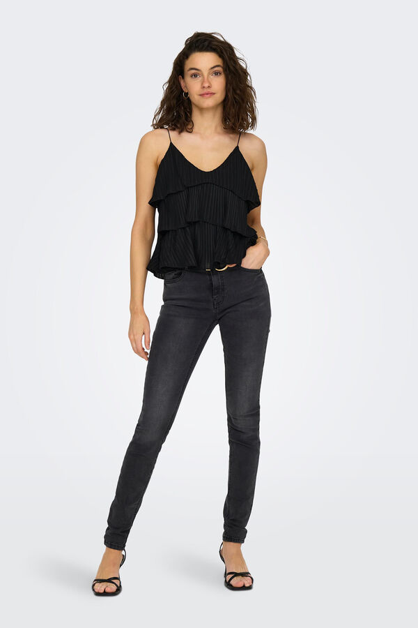 Only Top de tirantes con volantes negro