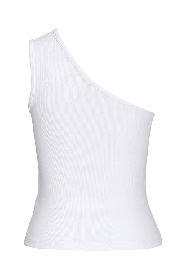 Jack & Jones Top rib assim&eacute;trico de mulher branco