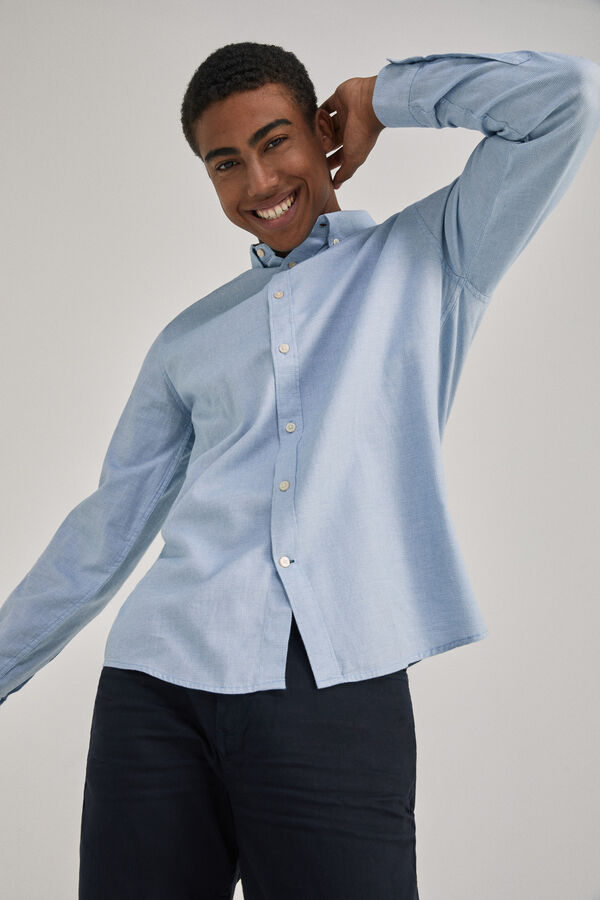 Camisa Lino Hombre Camisa Mao Estructura Bicolor | Camisas De Hombre | SPF Polo Springfield Hombre