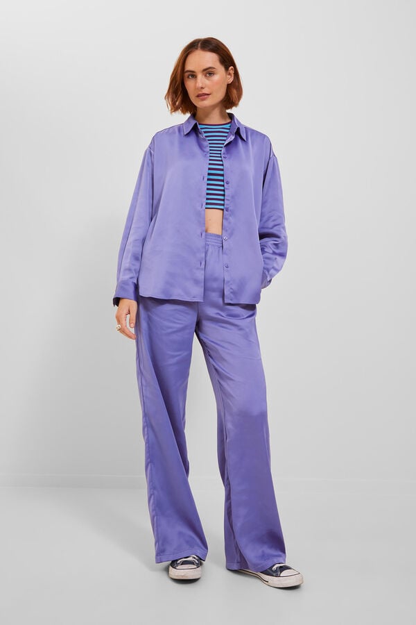 Jack & Jones Camisa satinada de manga larga morado/lila