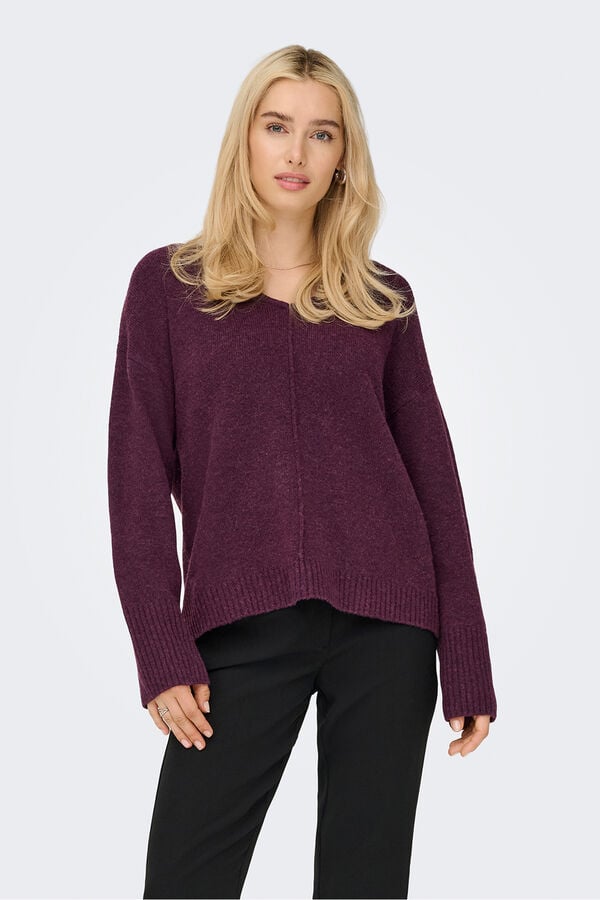 Only camisola com gola em V estampado