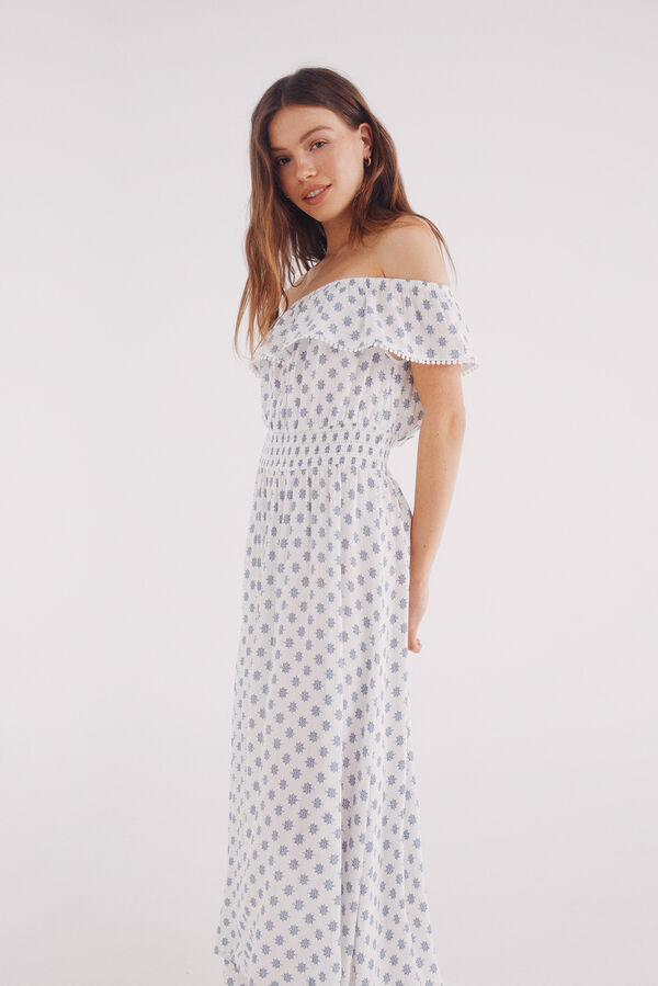 Springfield Vestido midi estampado &eacute;tnico marr&oacute;n