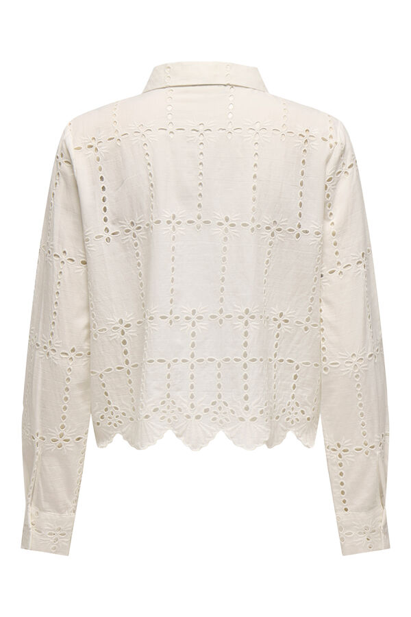 JDY Camisa manga larga bordada blanco