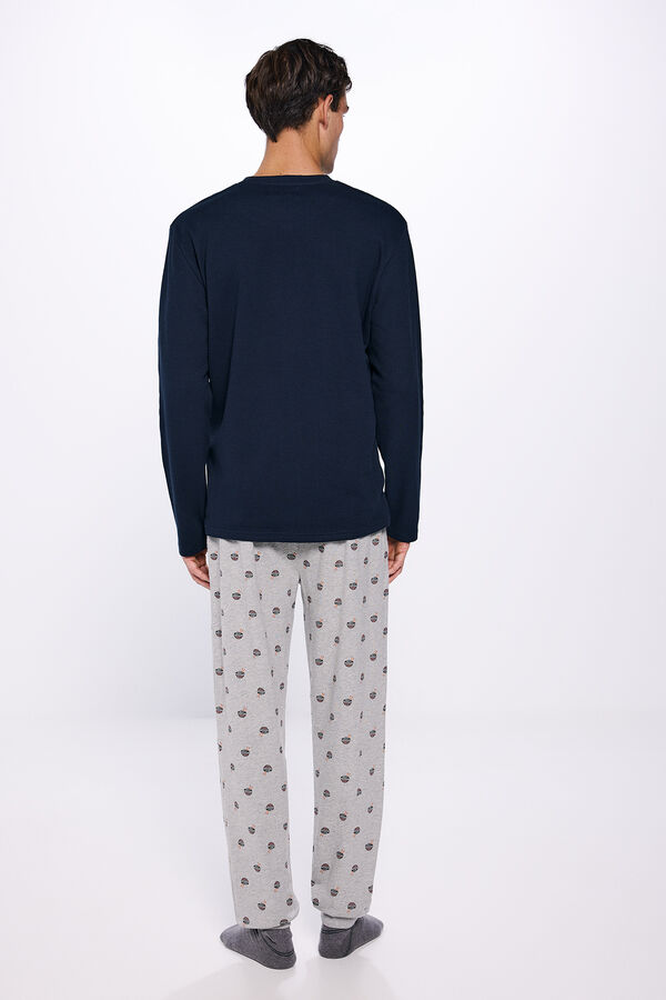 Springfield Pijama largo camiseta waffle oso panda azul