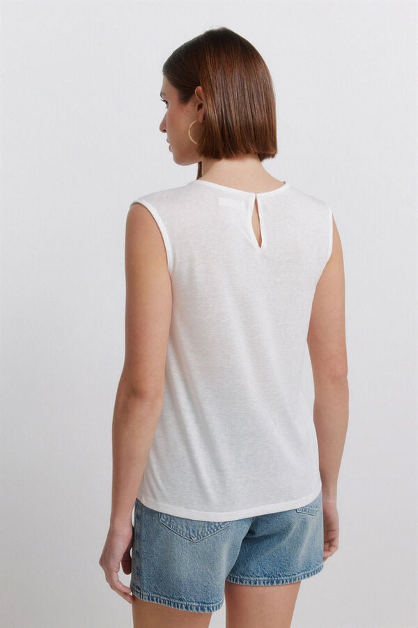 Springfield Camiseta sin mangas crochet blanco