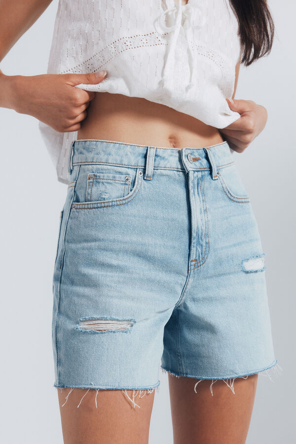 Springfield Shorts jeans rasgados azul