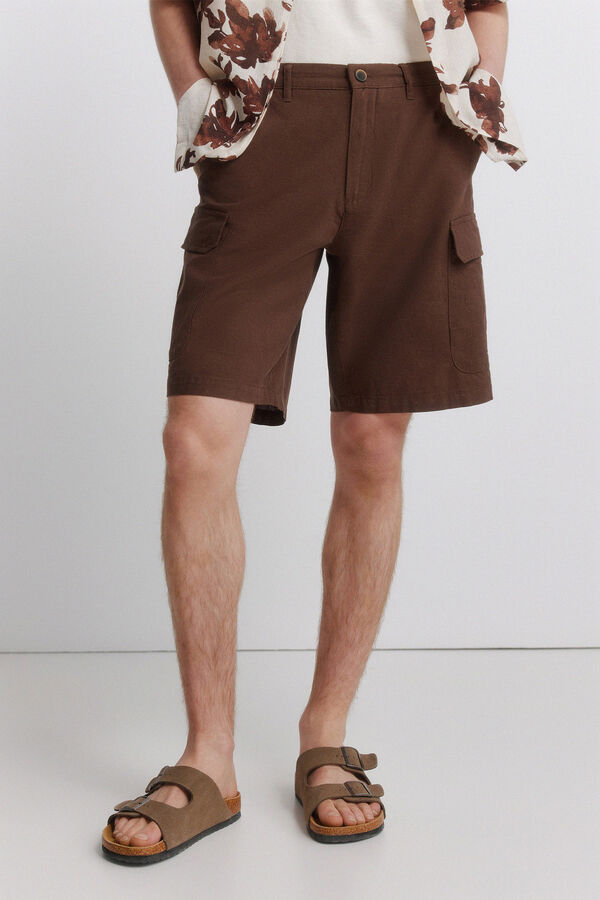 Springfield Bermuna lino cargo comfort fit marr&oacute;n
