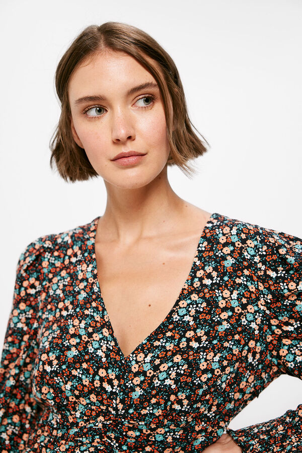 Springfield Vestido Corto Entallado Estampado azul