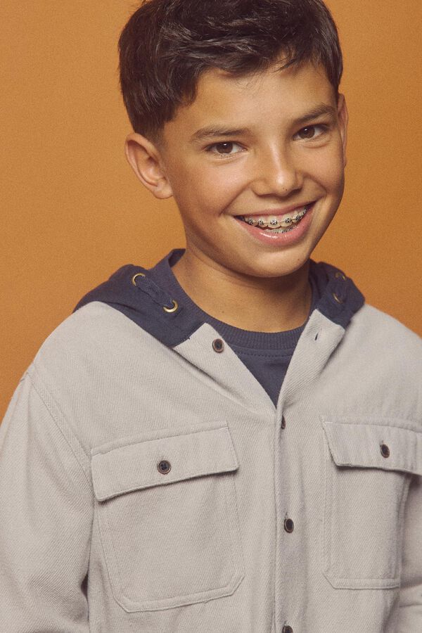 Springfield Kids Camisa franela capucha ni&ntilde;o gris