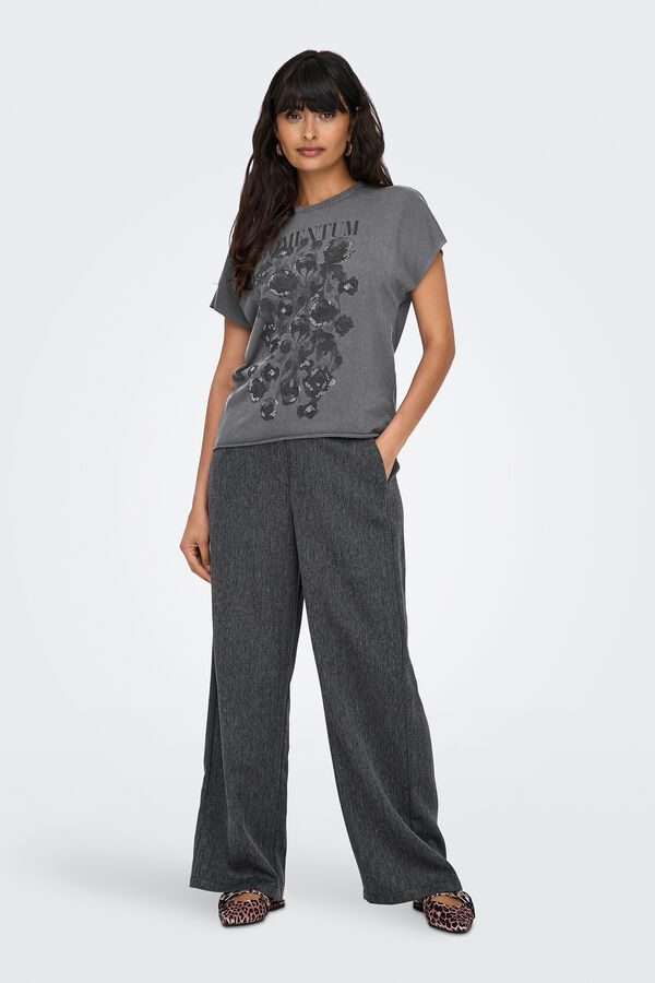Only Camiseta con manga en corte diagonal gris