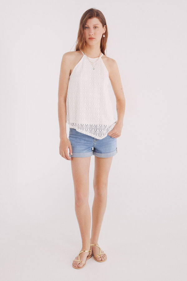 Springfield Shorts jeans de algodão azul