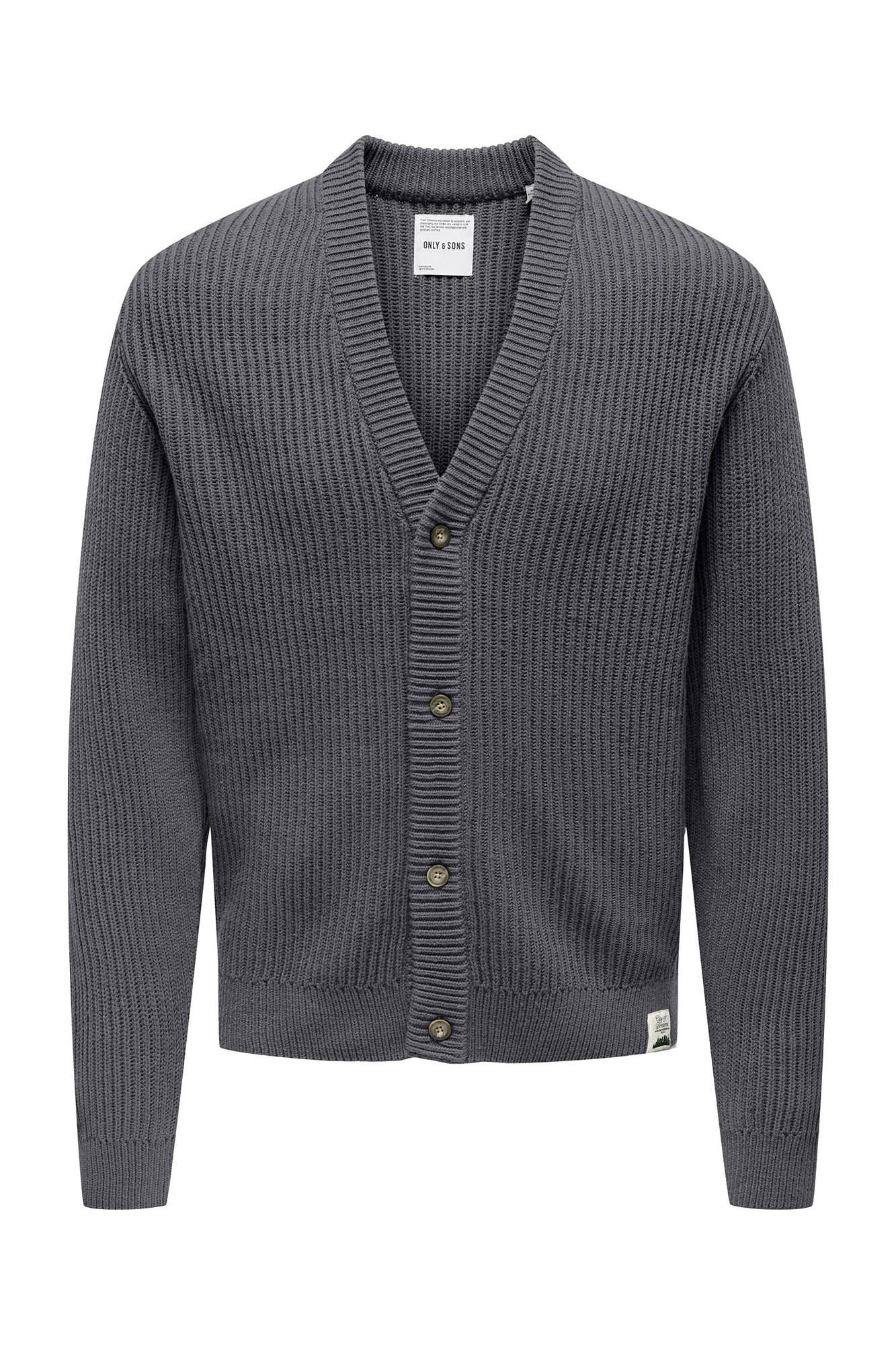 Only & Sons Cardig&atilde; masculino de malha com gola em V