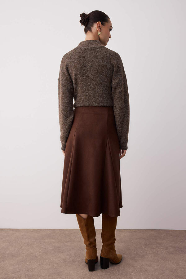 Trendyol Falda midi de ante tostado