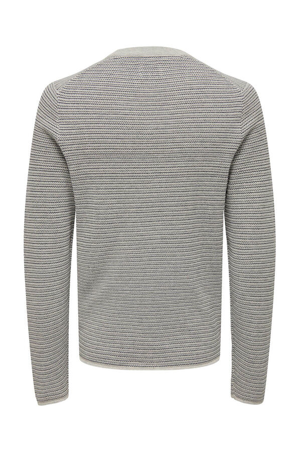 Only & Sons Jersery cuello redondo cl&aacute;sico gris