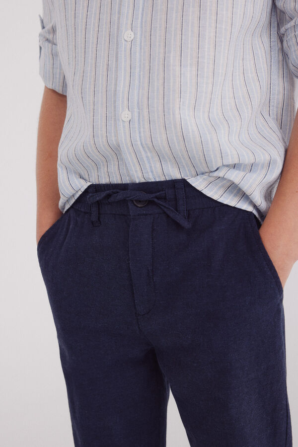 Springfield Kids Pantalon chino lino niño azul