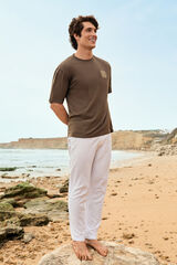 Springfield Pantal&oacute;n chino lino slim fit blanco