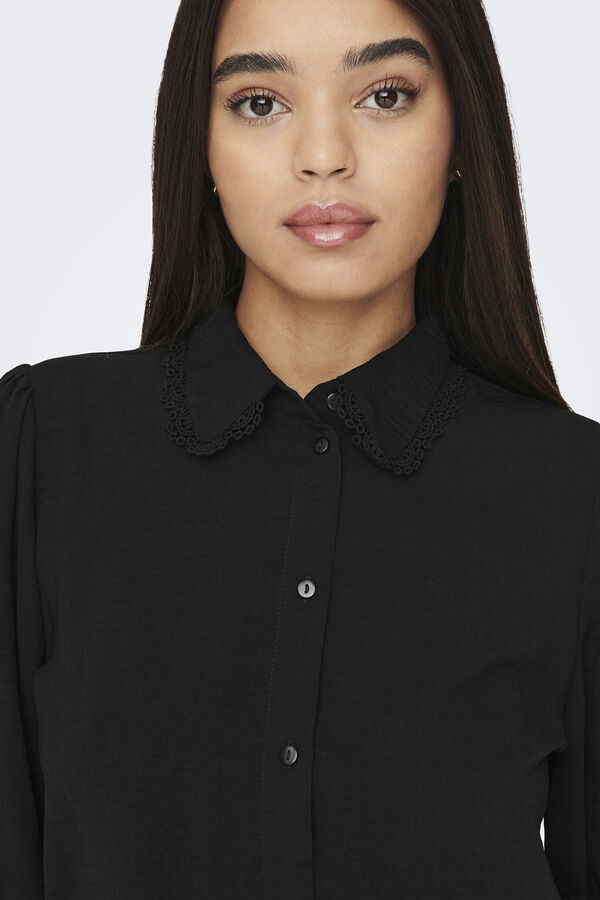 JDY Camisa curta de manga comprida preto