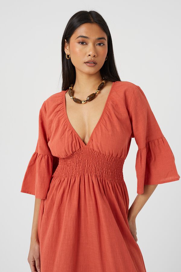 Brave Soul Vestido largo con detalle fruncido rojo