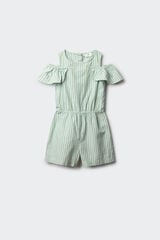 Springfield Kids Jardineiras curtas de riscas para menina verde