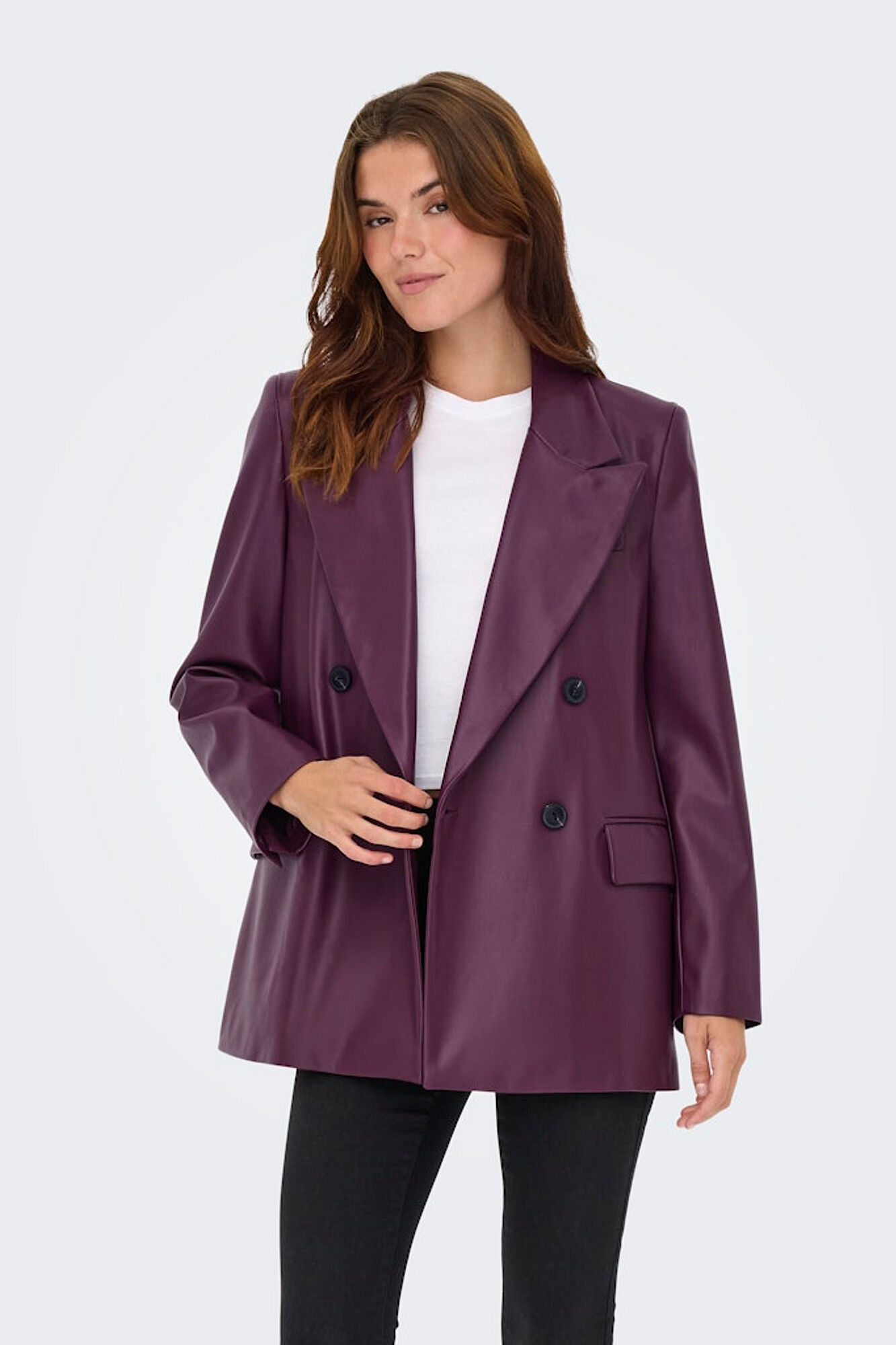 Only Blazer trespassado de couro vegano