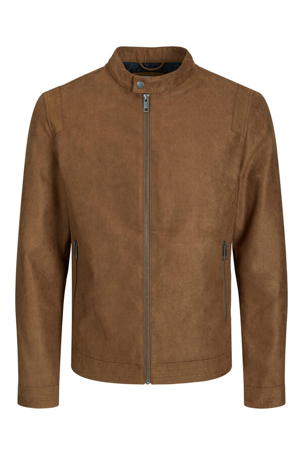 Jack & Jones PLUS Chaqueta biker efecto piel PLUS tostado
