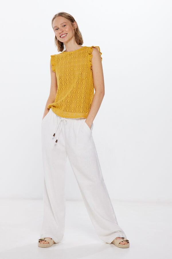 Springfield Camiseta Estructura Crochet amarillo