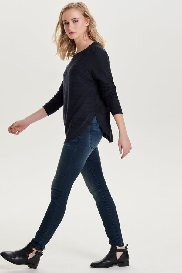 Only Jersey de manga larga y cuello redondo azul