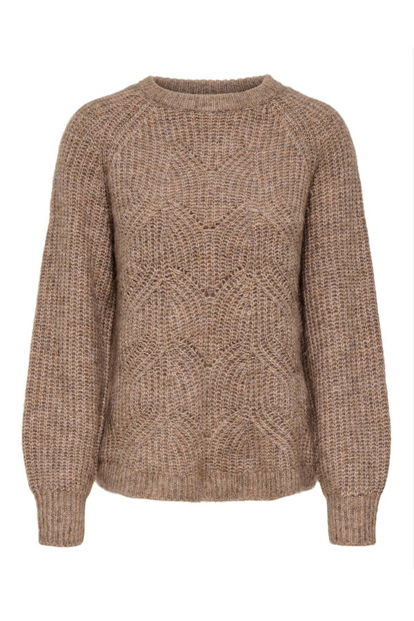 Only Camisola estruturado com gola redonda vison