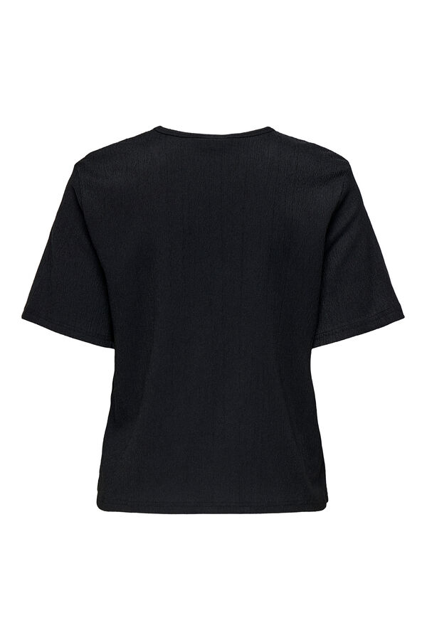 JDY Camiseta texturizada de manga curta preto