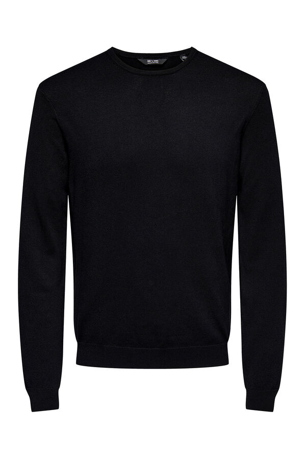 Only & Sons Su&eacute;ter de malha fina liso preto
