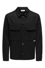 Only & Sons Overshirt masculino com bolsos frontais preto