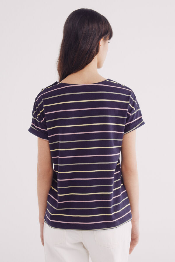 Springfield Camiseta rayas botones hombro azul