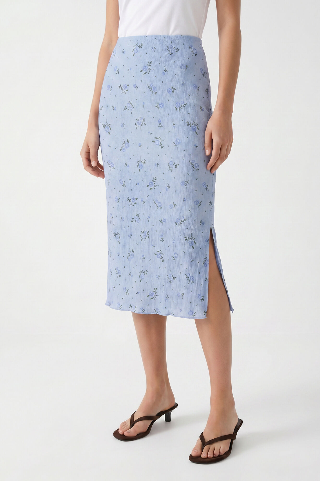 Pieces Falda midi estampada