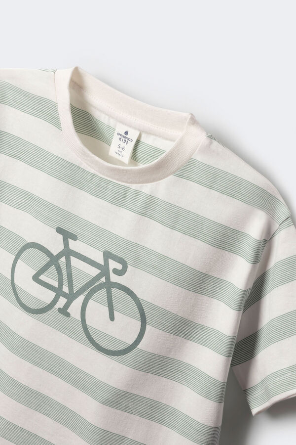 Springfield Kids Camiseta rayas bici ni&ntilde;o verde