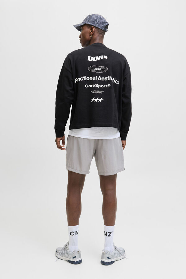 Jack & Jones sweatshirt cropped com itens essenciais para atletismo preto