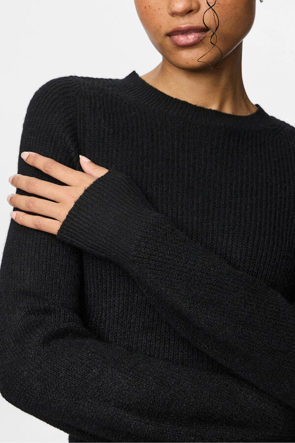 Pieces Vestido curto de malha com punhos preto