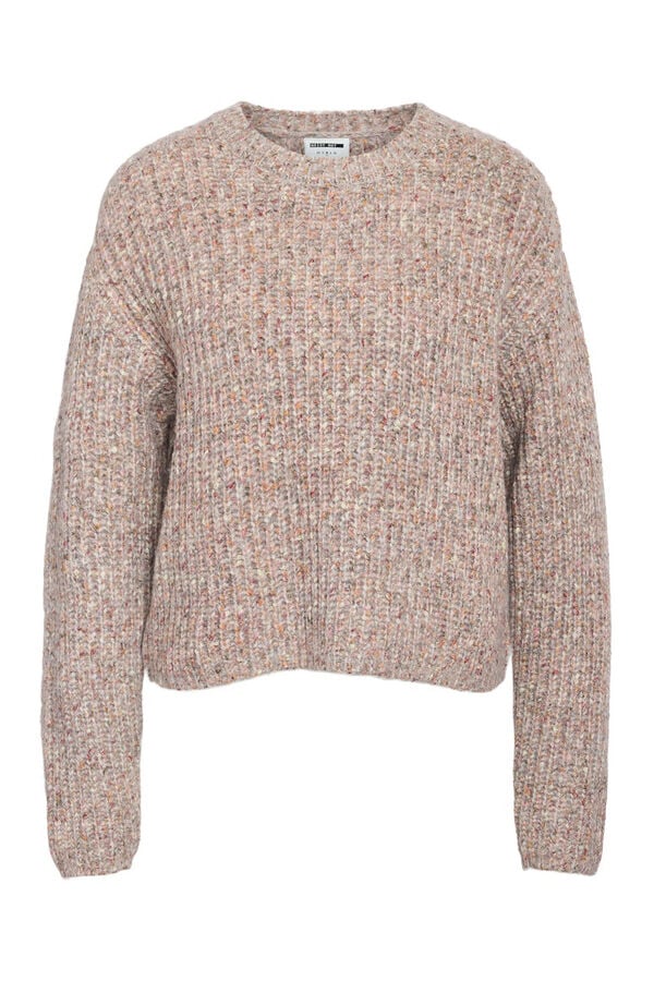 Noisy May jersey jaspeado cuello redondo gris